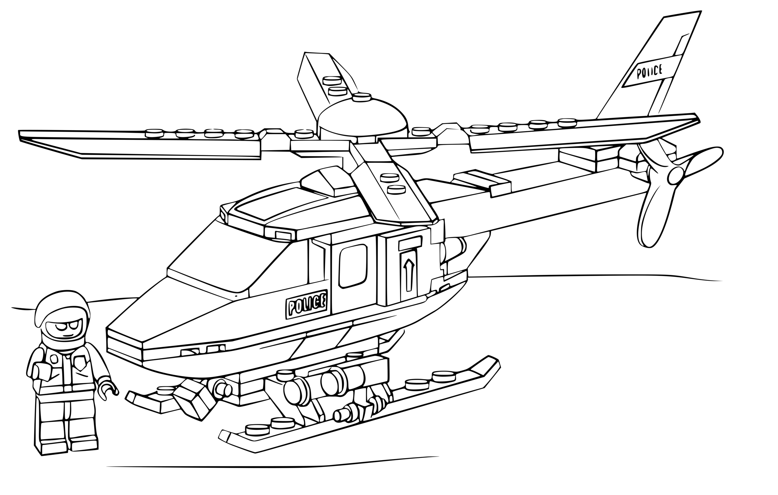 Coloriage Police Lego Hélicoptère - Police à imprimer