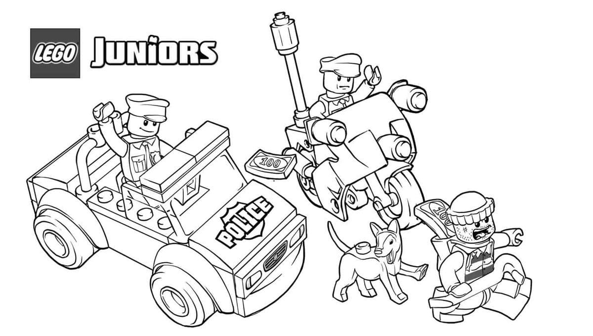 Coloriage Police Lego Moto Voiture 4x4 Chien Policier - Police à imprimer