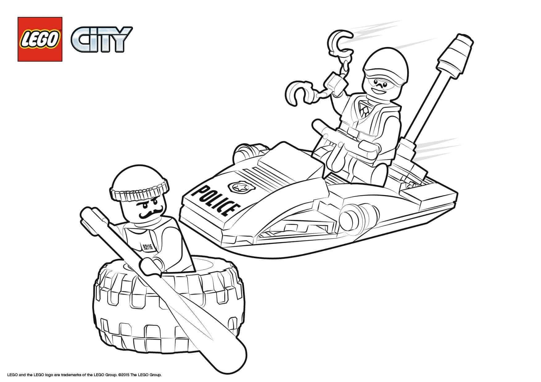 Coloriage Police Lego Marine Sur La Mer - Police à imprimer
