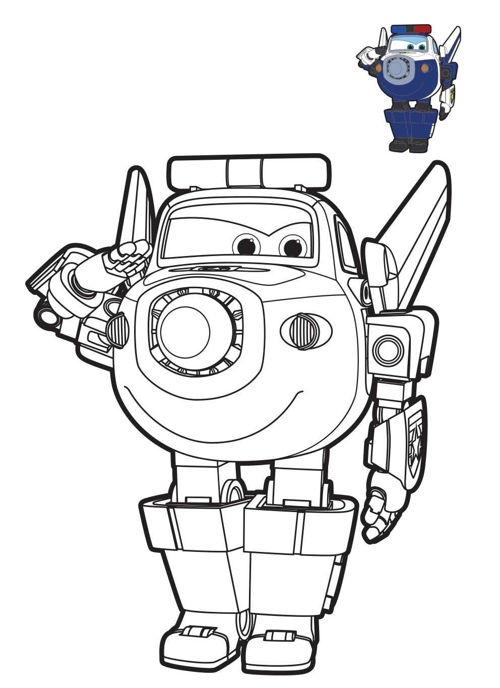 Coloriage Police Robot Train - Robot à imprimer
