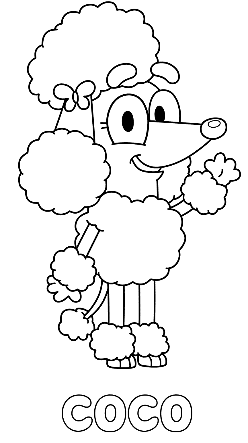 Coloriage Poodle Coco - Bluey à imprimer