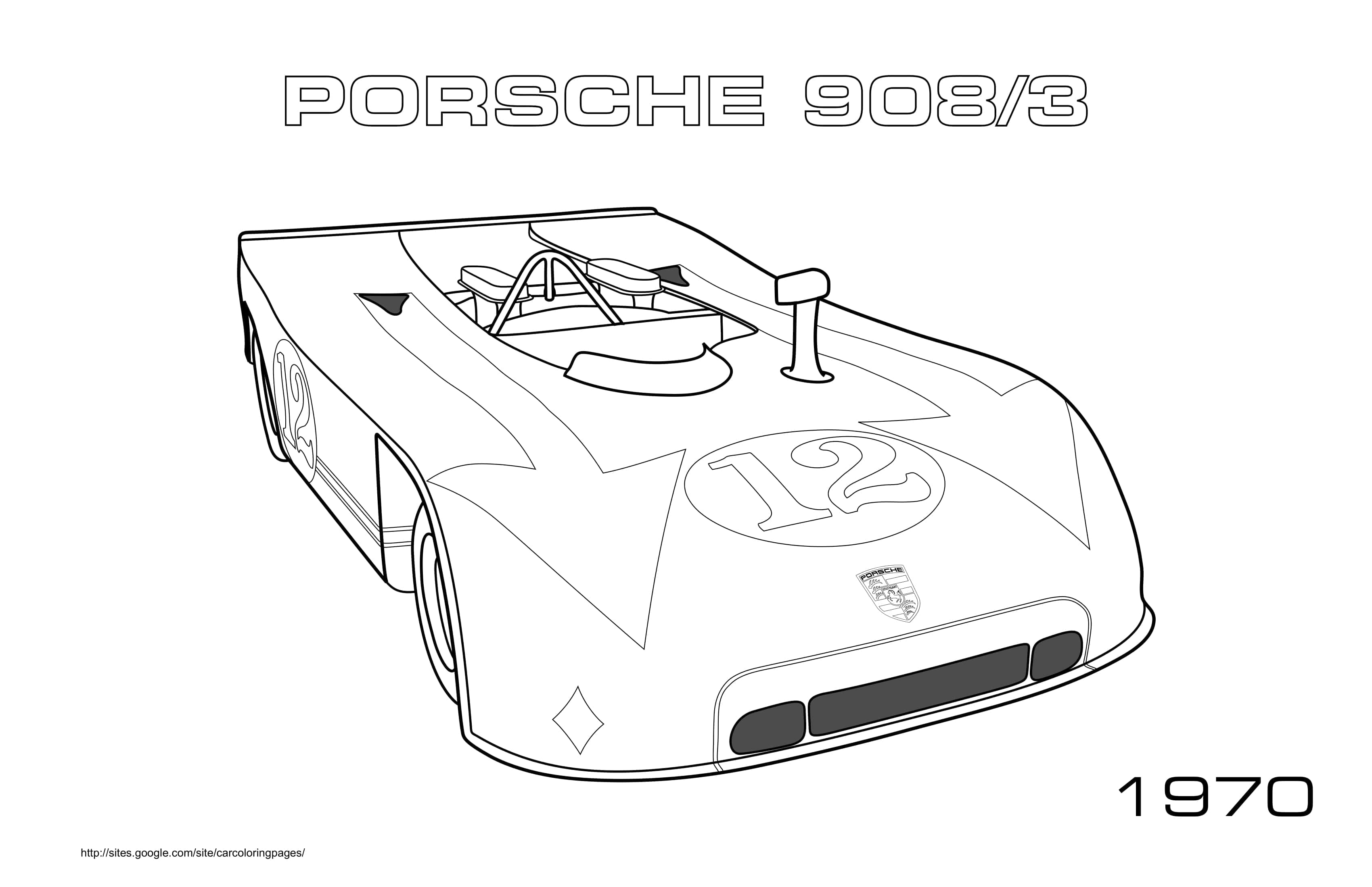 Coloriage Porsche 908 3 sportive de 1970 - Voiture de course à imprimer