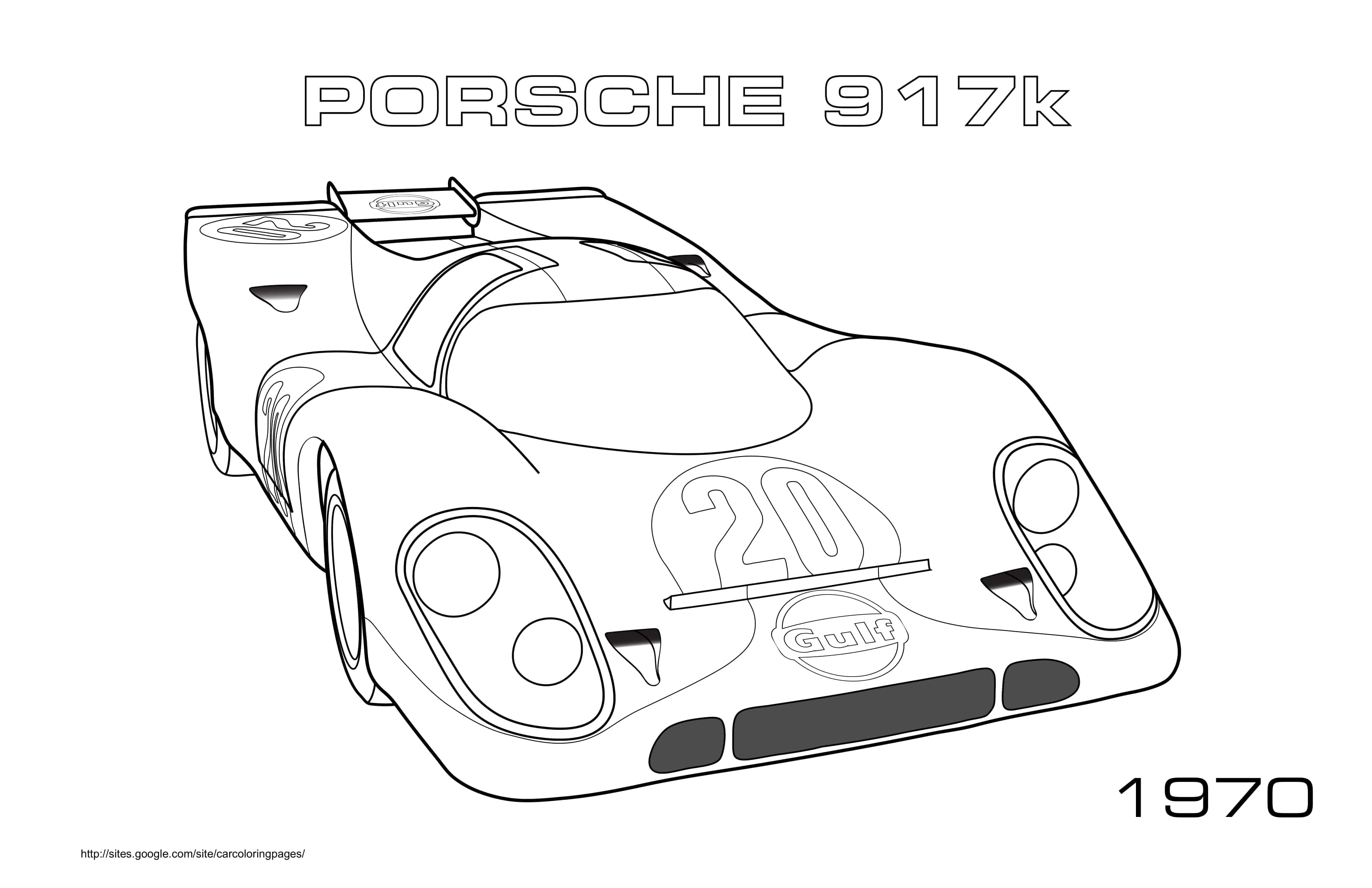 Coloriage Porsche 917K légendaire de 1970 - Voiture de course à imprimer