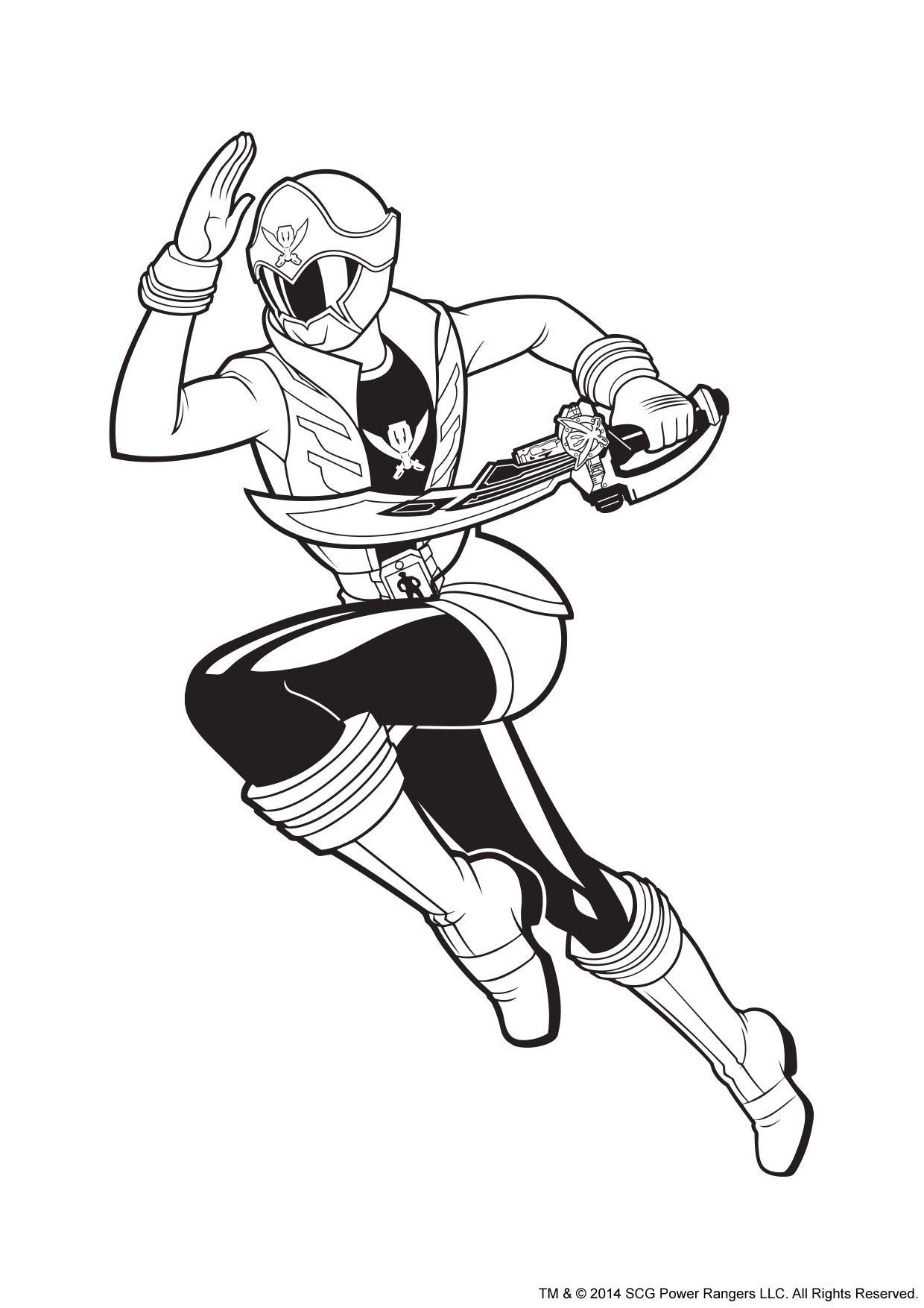 Coloriage Power Rangers rose en tenue de combat - Gulli à imprimer