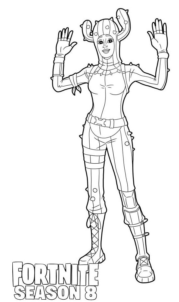 Coloriage Prickly Patroller Fortnite Saison 8 cactus - Fortnite à imprimer