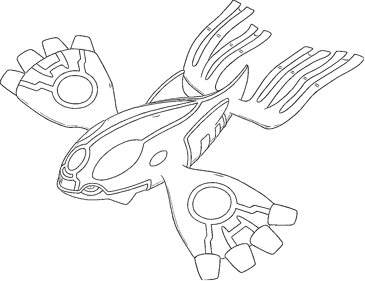 Coloriage Kyogre légendaire surgissant des vagues - Pokémon légendaire à imprimer