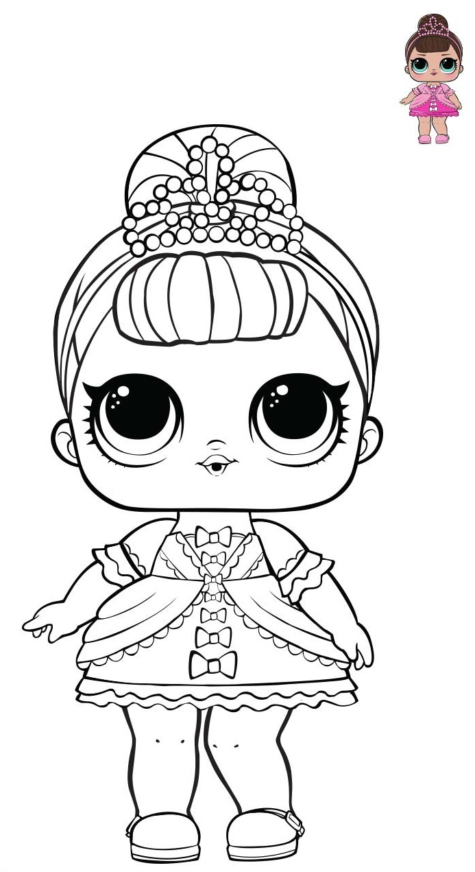 Coloriage Princess Lol Surprise Pink Dress - Poupée LOL Surprise Hair Goals à imprimer