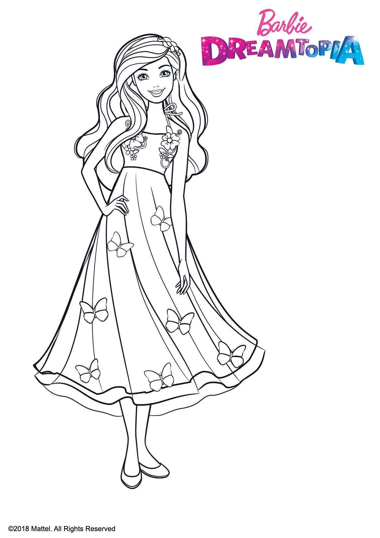 Coloriage Princesse Chevelure Magique - Barbie à imprimer