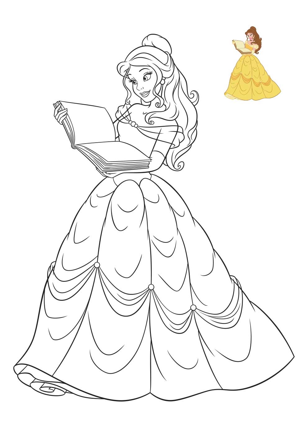 Coloriage Princesse Disney La Belle Et La Bête - Princesse disney à imprimer
