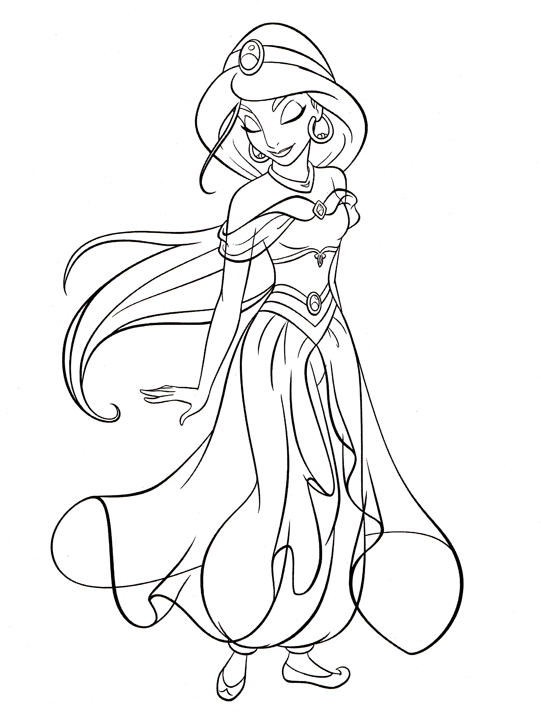 Coloriage Princesse Jasmine Du Film Aladdin - Princesse à imprimer