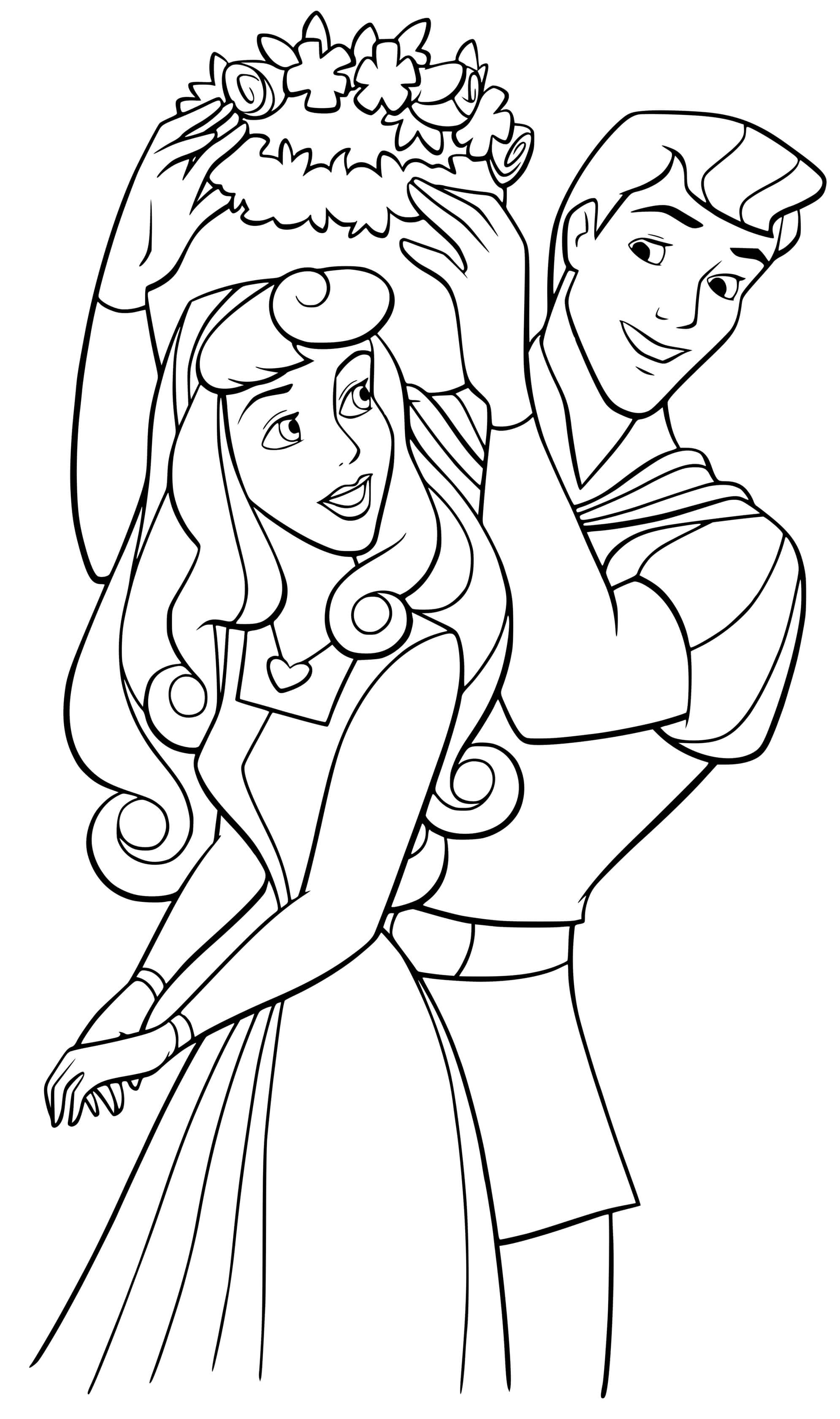 Coloriage Princesse Rose La Belle Au Bois Dormante Et Son Prince Philippe - Princesse disney à imprimer