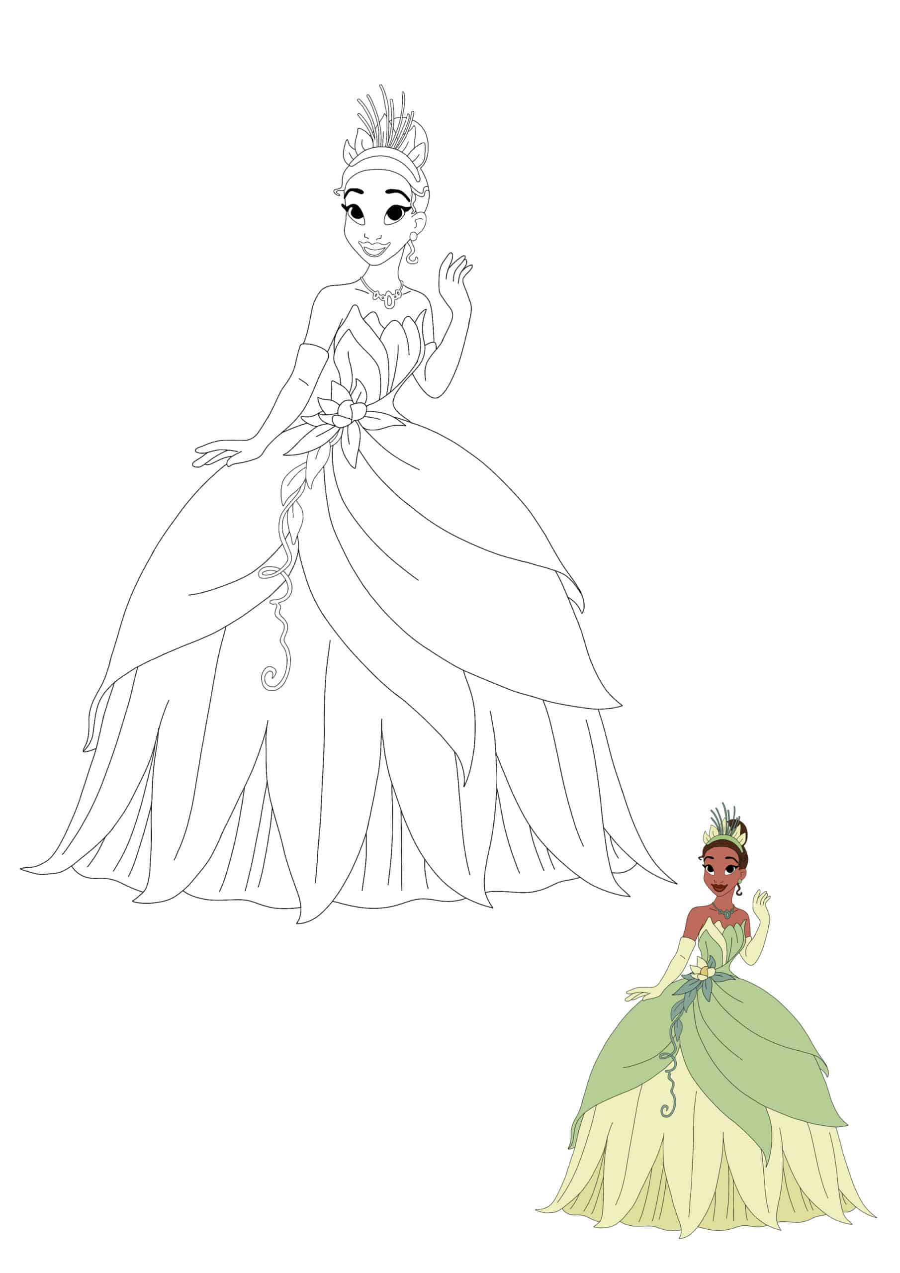 Coloriage Princesse Tiana - Princesse à imprimer