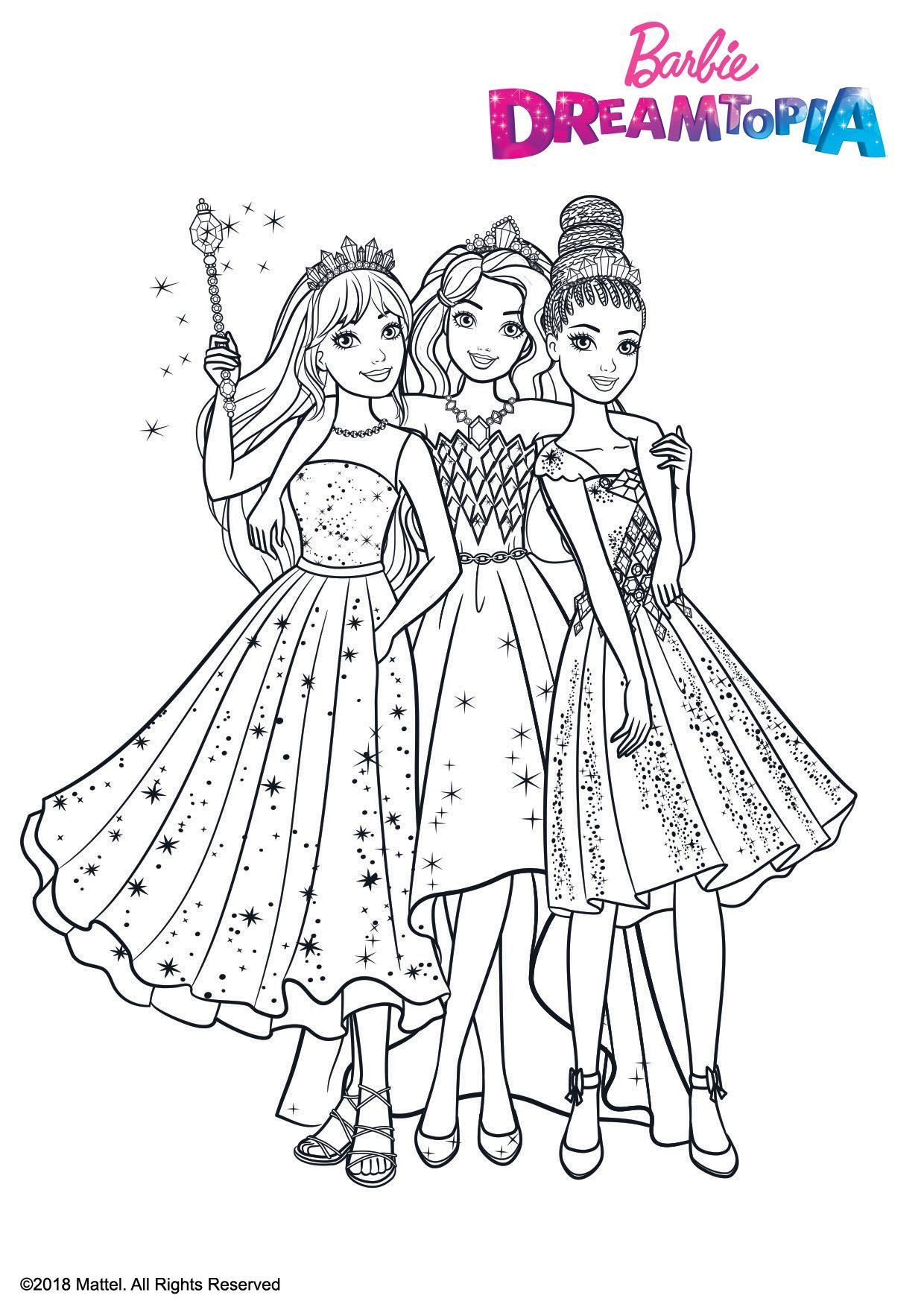 Coloriage Princesse Au Royaume Des Paillettes - Barbie à imprimer