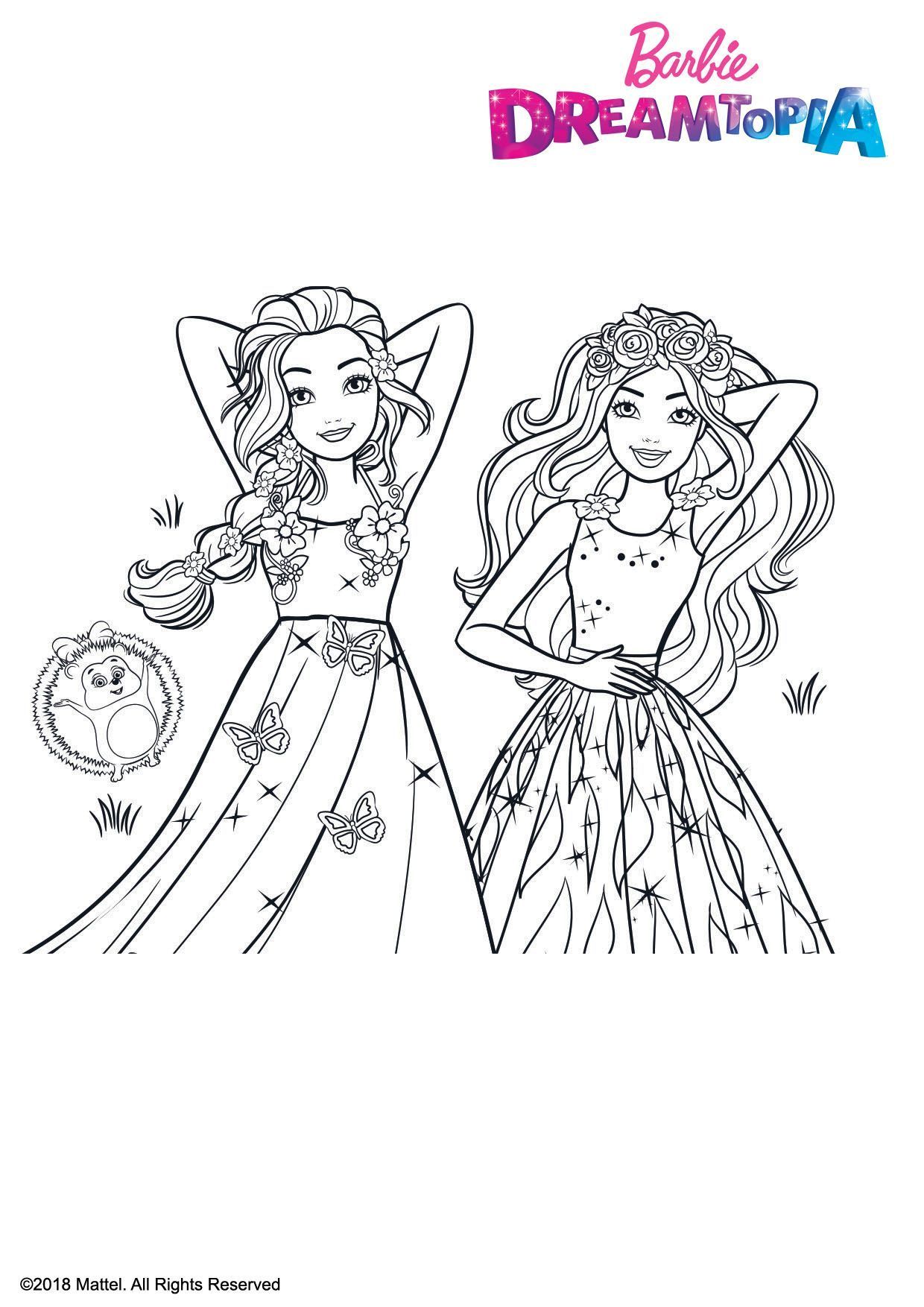 Coloriage Princesses Chevelures Magiques - Barbie à imprimer
