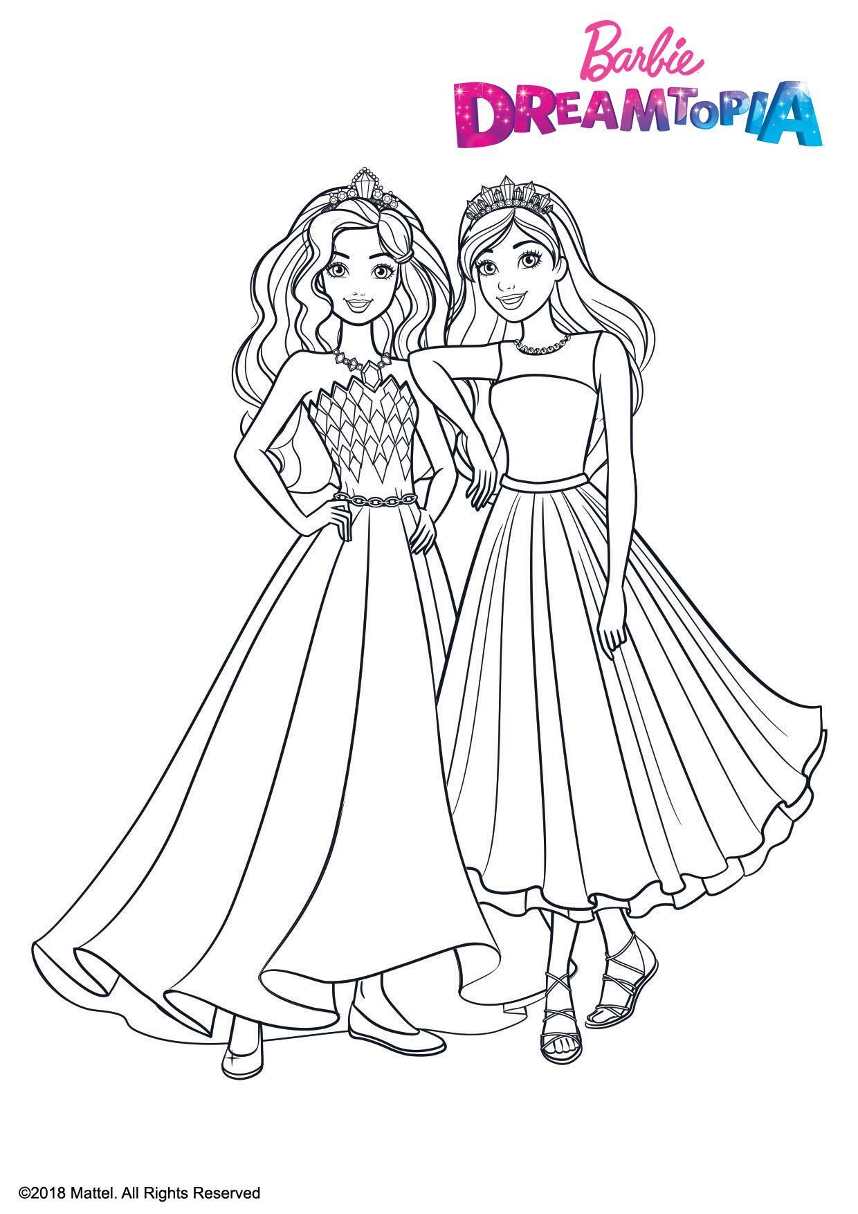 Coloriage Princesses Paillettes - Barbie à imprimer