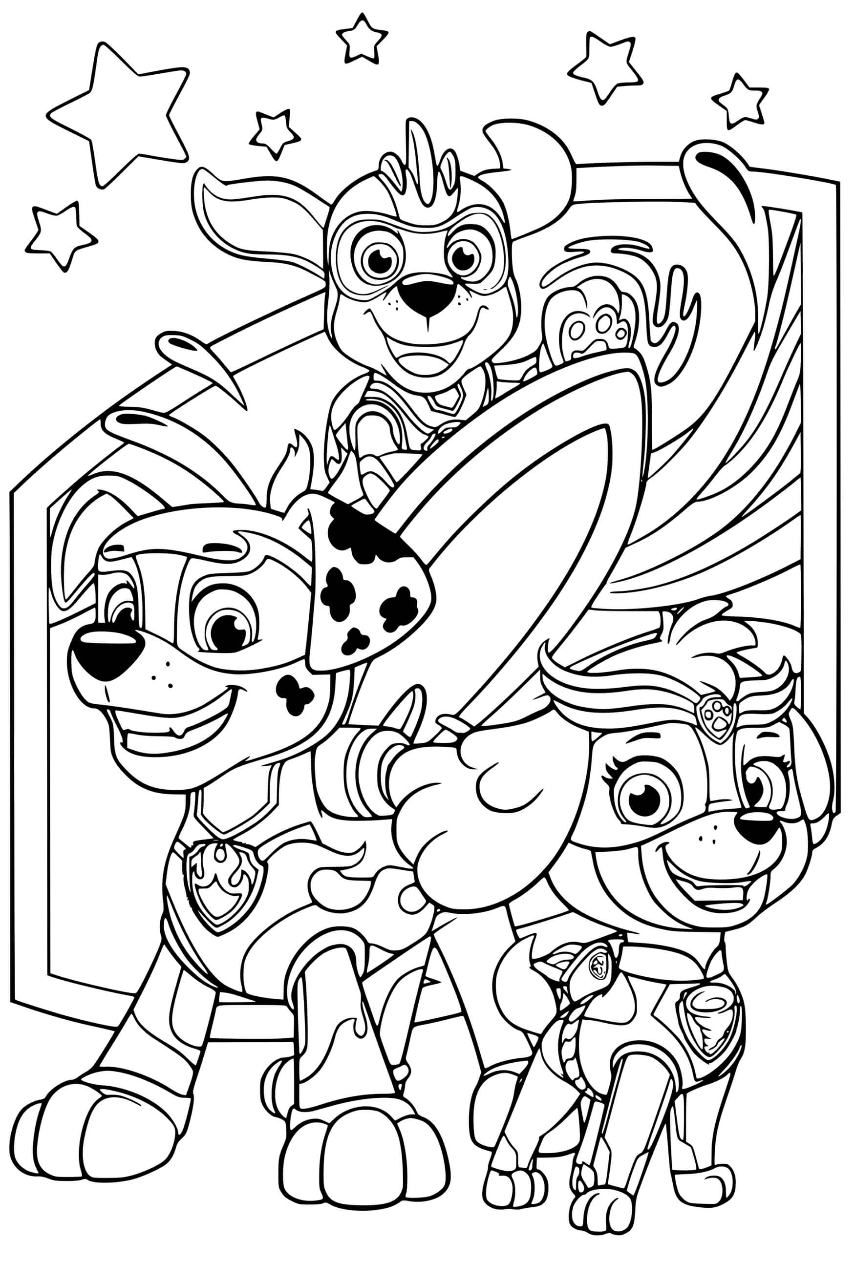 Coloriage Print Pat Patrouille Mighty Pups - Pat Patrouille La Super Patrouille à imprimer