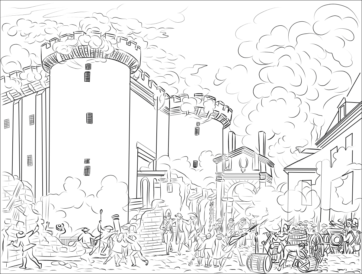 Coloriage Prise De La Bastille - France à imprimer