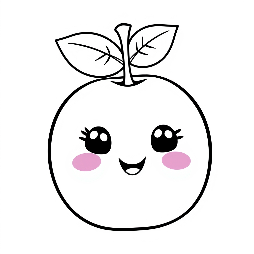 Coloriage Prune Fruit Kawaii - Kawaii fruits à imprimer