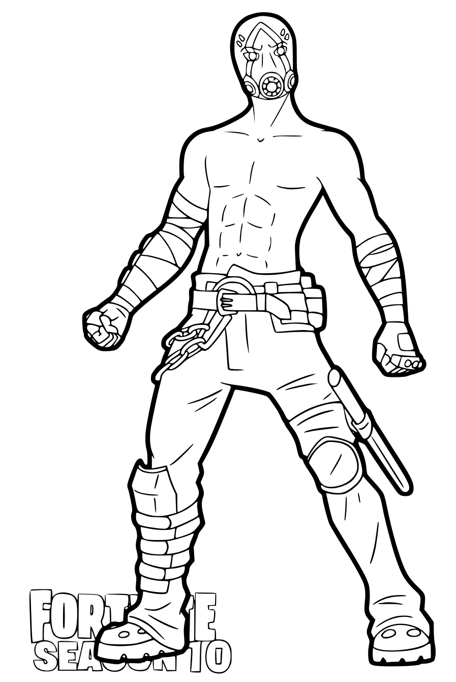 Coloriage Psycho Bandit de Fortnite en action - Fortnite à imprimer