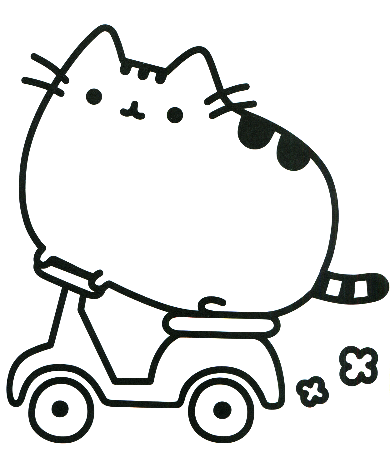 Coloriage Pusheen Cat On Scooter - Pusheen à imprimer
