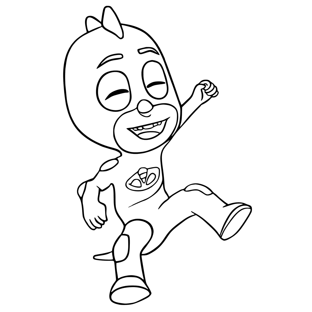 Coloriage Pyjamasques Heureux Gekko Greg - Pyjamasques à imprimer