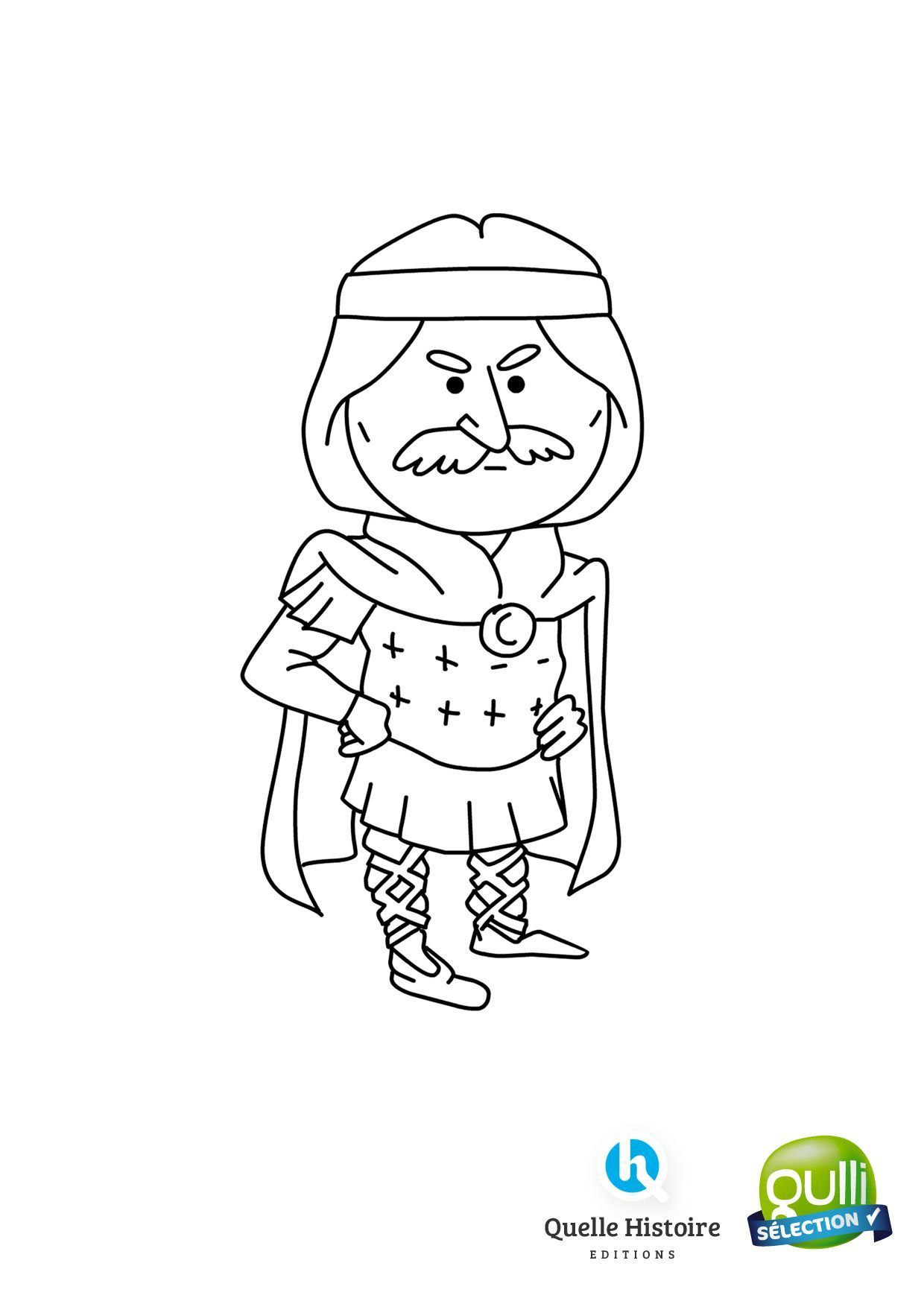 Coloriage Charlemagne empereur médiéval couronné - Gulli à imprimer