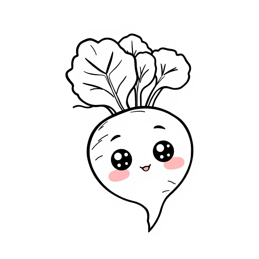 Coloriage Radis Légumes Kawaii - Legumes à imprimer