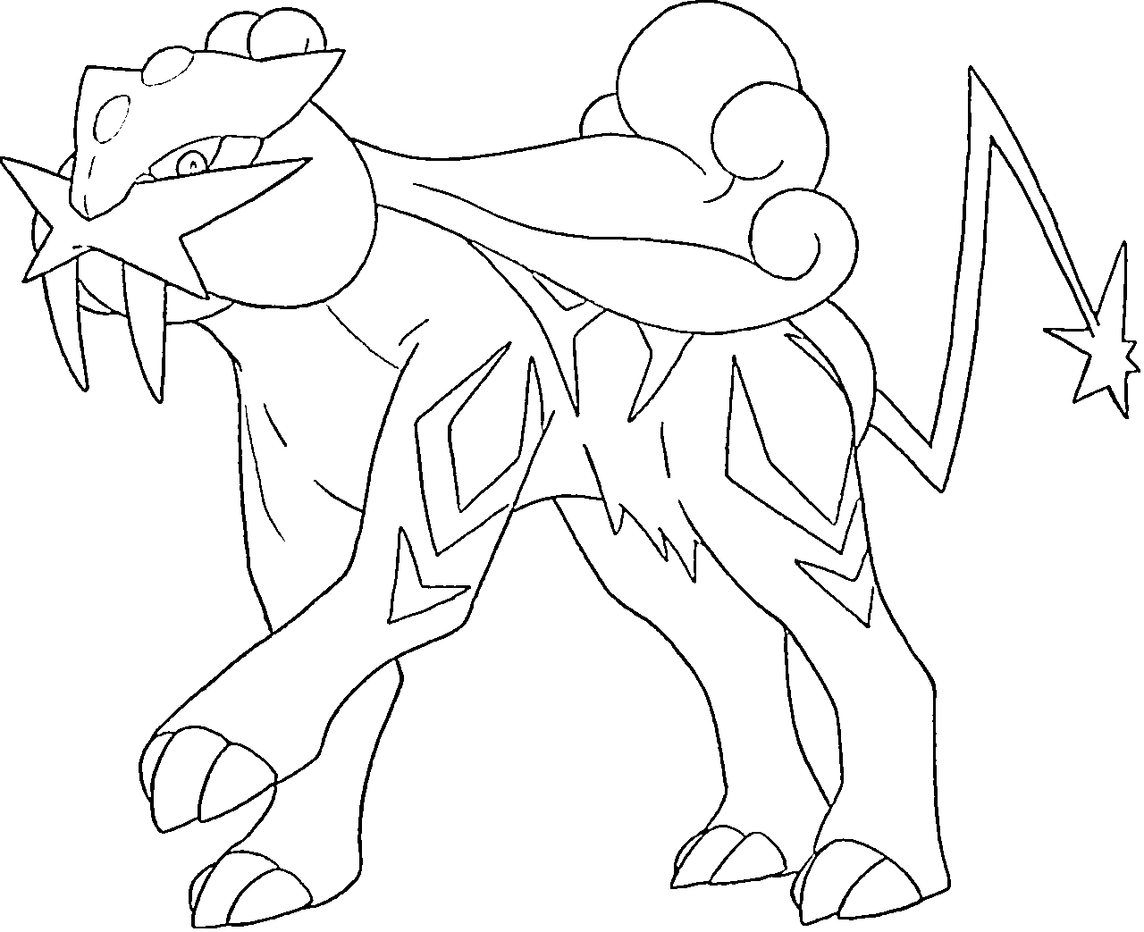 Coloriage Raikou Génération 2 - Pokémon légendaire à imprimer