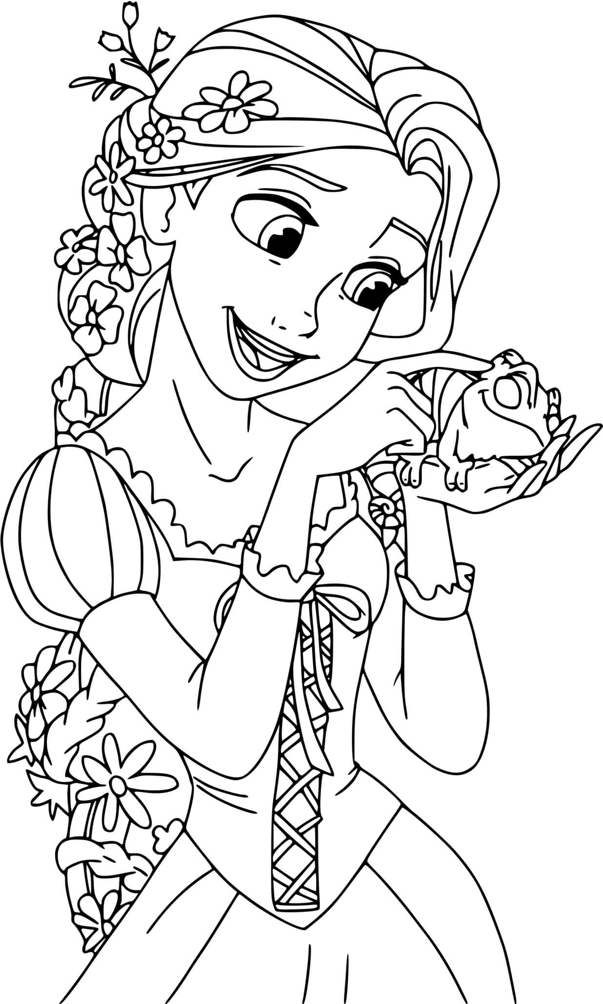 Coloriage Raiponce Est Une Princesse Fille Unique Du Roi Et De La Reine De Son Royaume - Princesse disney à imprimer