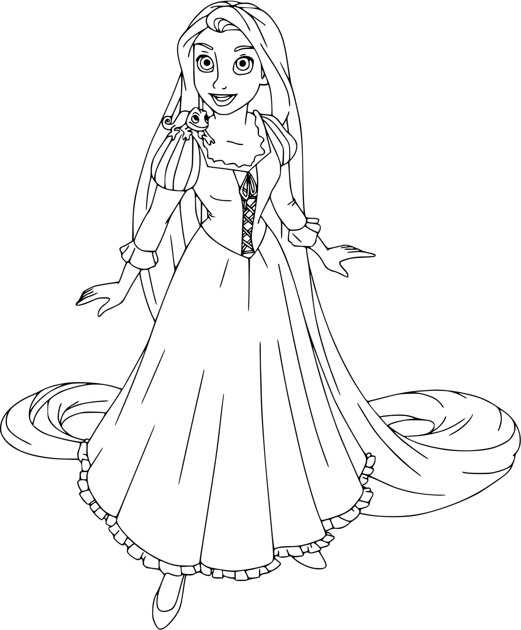 Coloriage Raiponce Jeune Fille Aux Magnifiques Yeux Verts - Princesse disney à imprimer