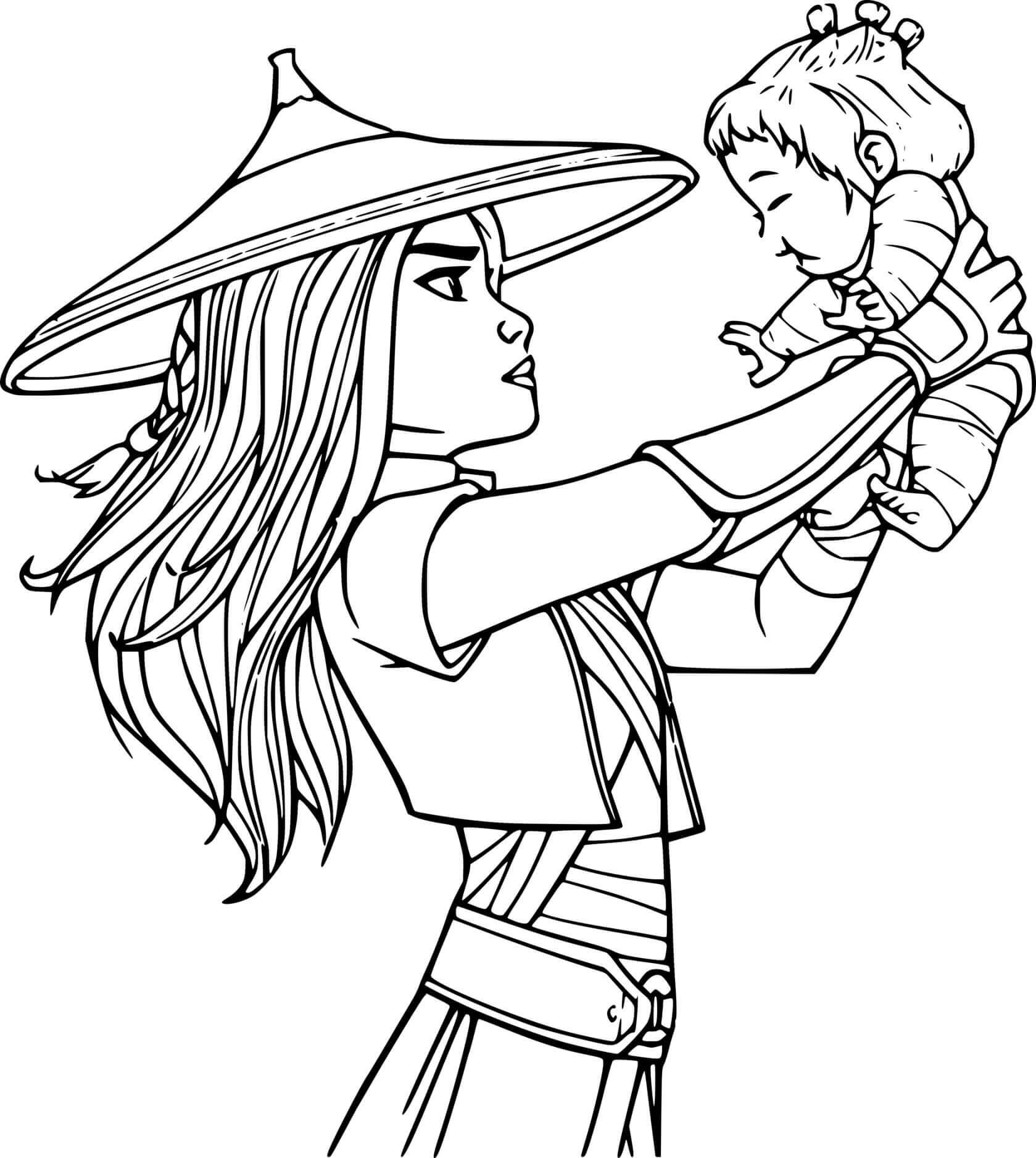 Coloriage Raya And Noi - Raya et le Dernier Dragon à imprimer