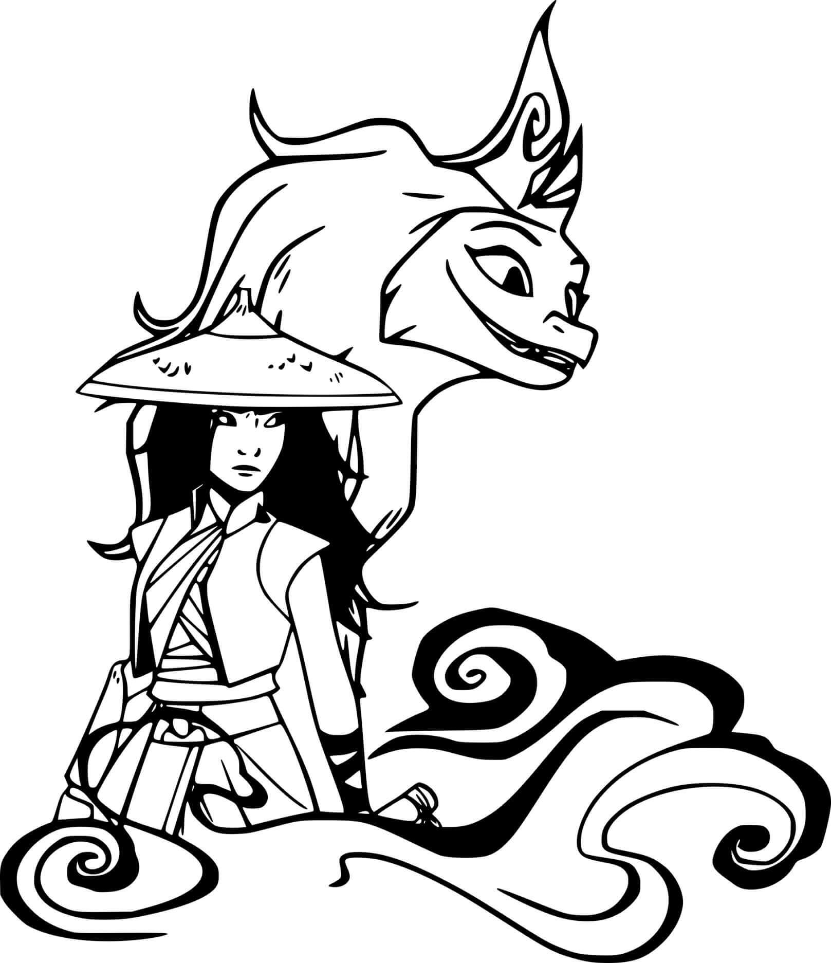 Coloriage Raya And Sisu - Raya et le Dernier Dragon à imprimer