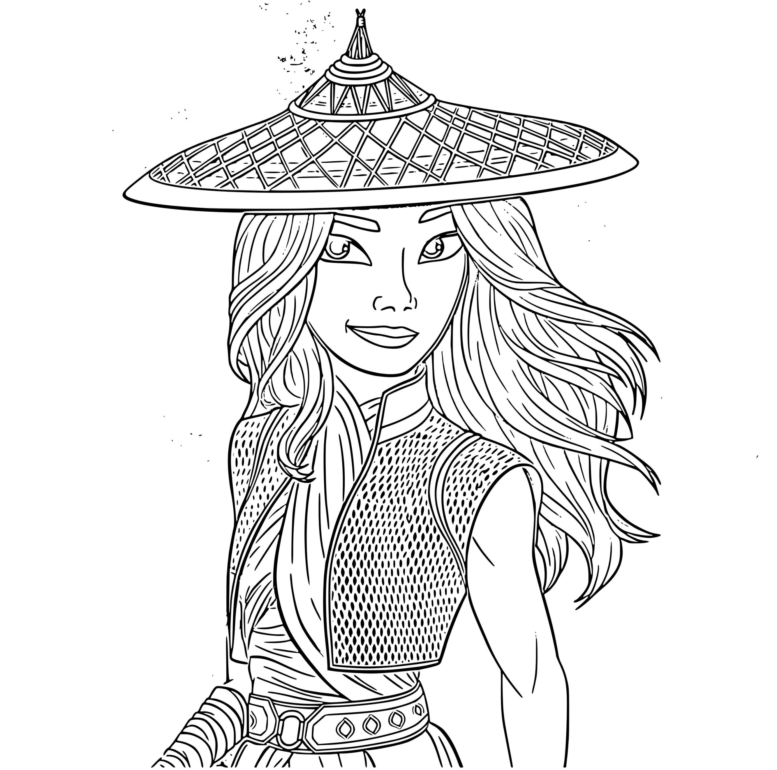 Coloriage Raya guerrière du dernier dragon Disney - Princesse disney à imprimer
