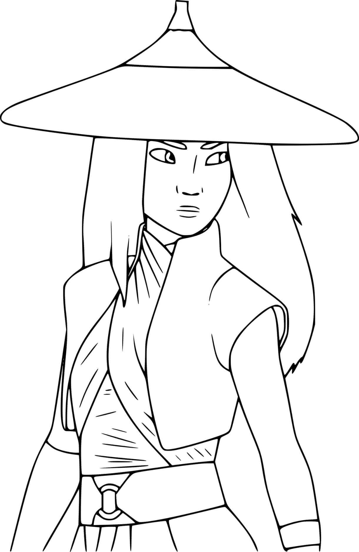 Coloriage Raya In The Hat - Raya et le Dernier Dragon à imprimer