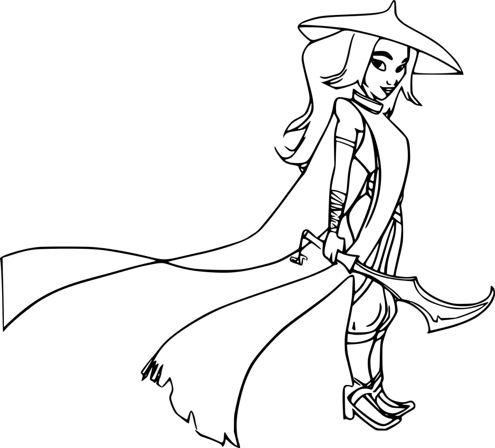 Coloriage Raïa la Princesse - Raya et le Dernier Dragon à imprimer
