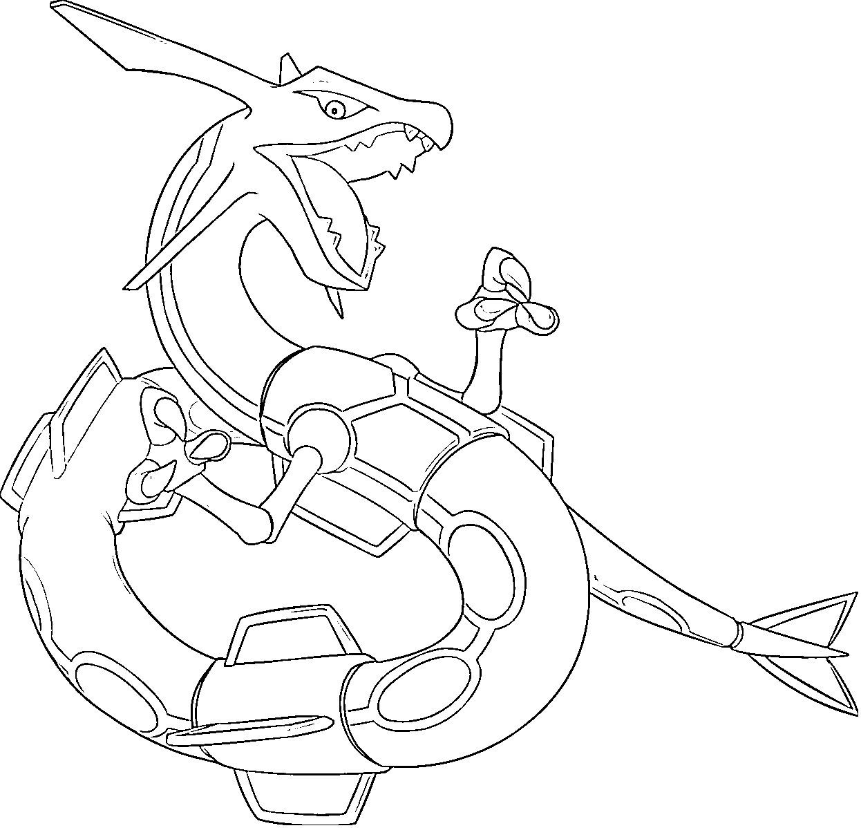 Coloriage Rayquaza Génération 3 - Pokémon légendaire à imprimer