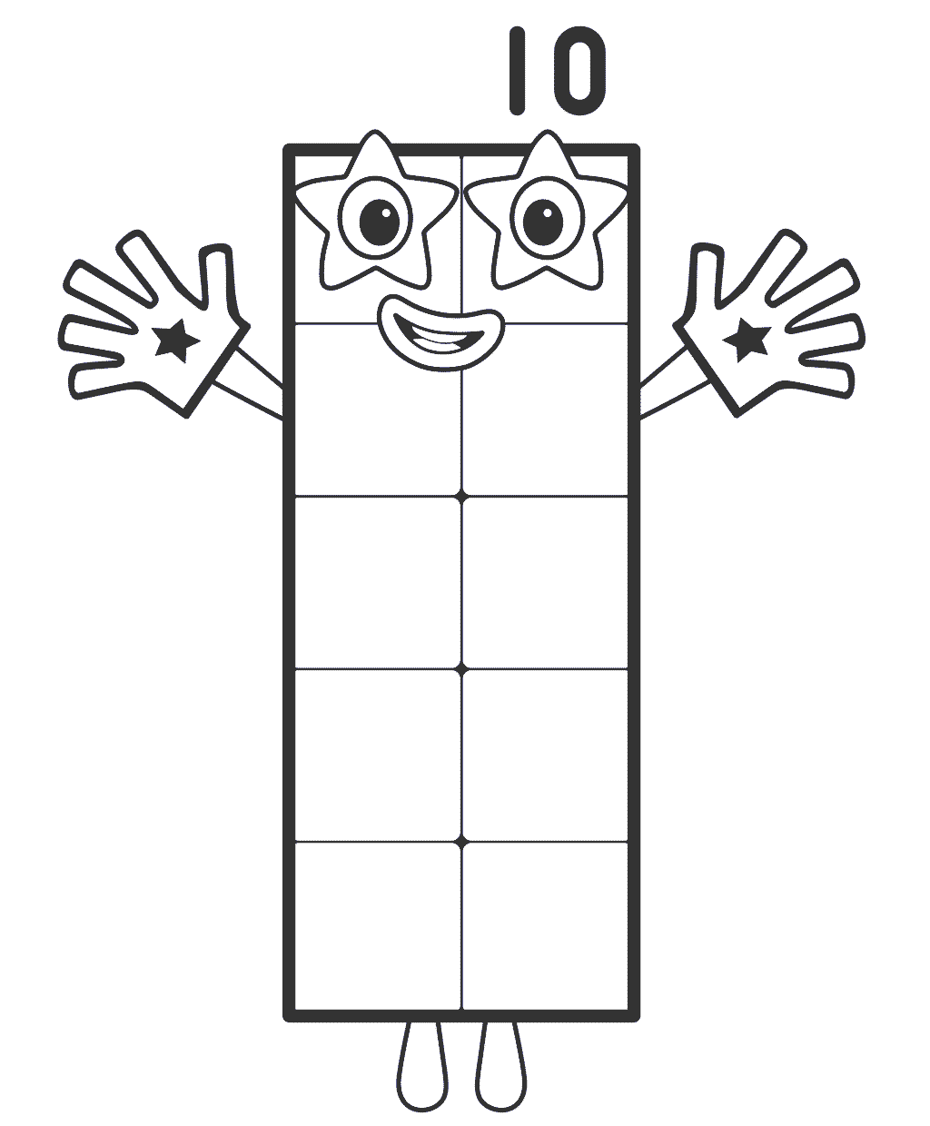 Coloriage Rectangle Number Ten - Numberblocks à imprimer