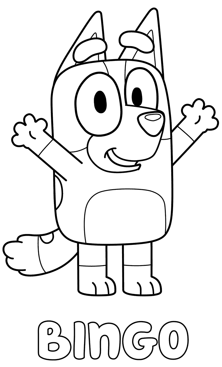 Coloriage Red Heeler Bingo - Bluey à imprimer