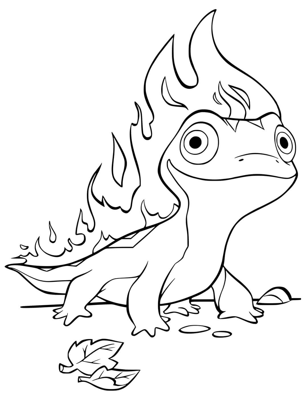 Coloriage Reine Des Neiges 2 Fire Salameter Bruni - La Reine des neiges 2 à imprimer