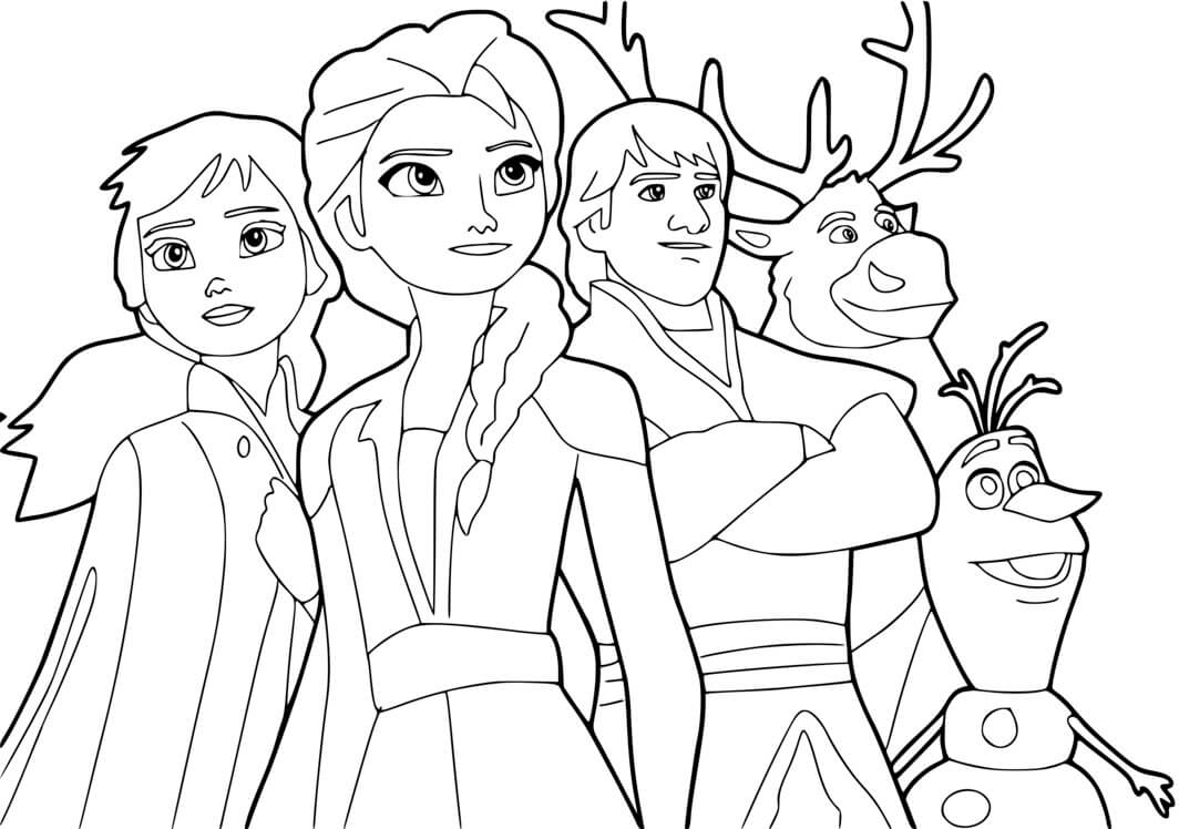 Coloriage Reine Des Neiges 2 Avec Anna Elsa Kristoff Sven Olaf Adventure - La Reine des neiges 2 à imprimer