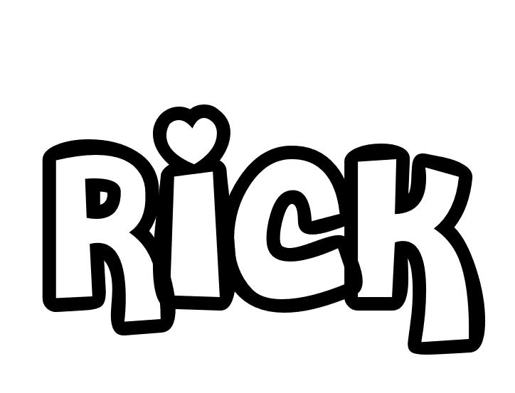 Coloriage Rick - Prénom à imprimer