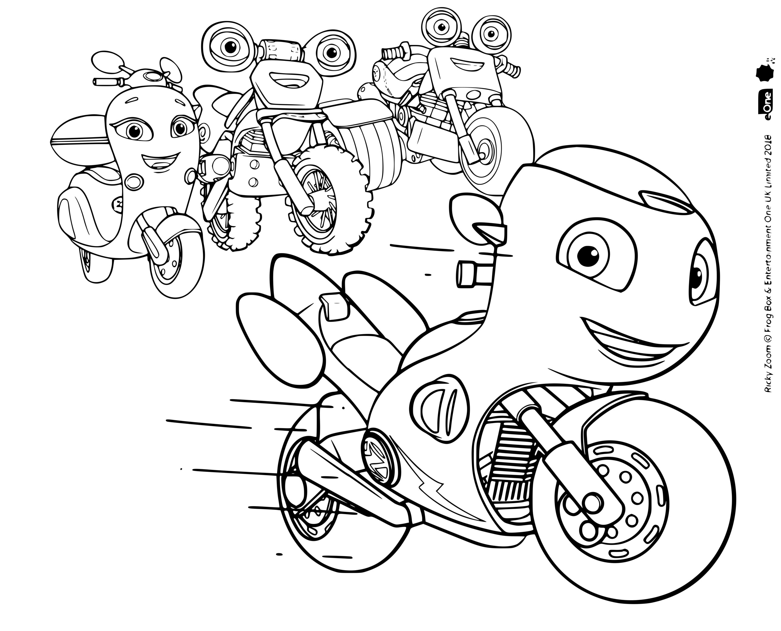Coloriage Ricky Zoom Une Moto Rouge Equipee De Gadgets - Ricky zoom à imprimer