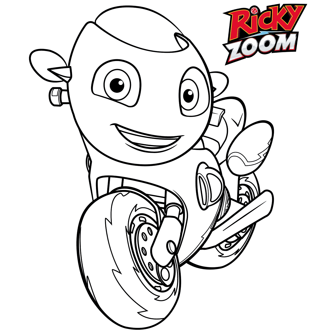 Coloriage Ricky Est Un Petit Vélo De Secours Rouge Qui Aime Aller Vite - Ricky zoom à imprimer