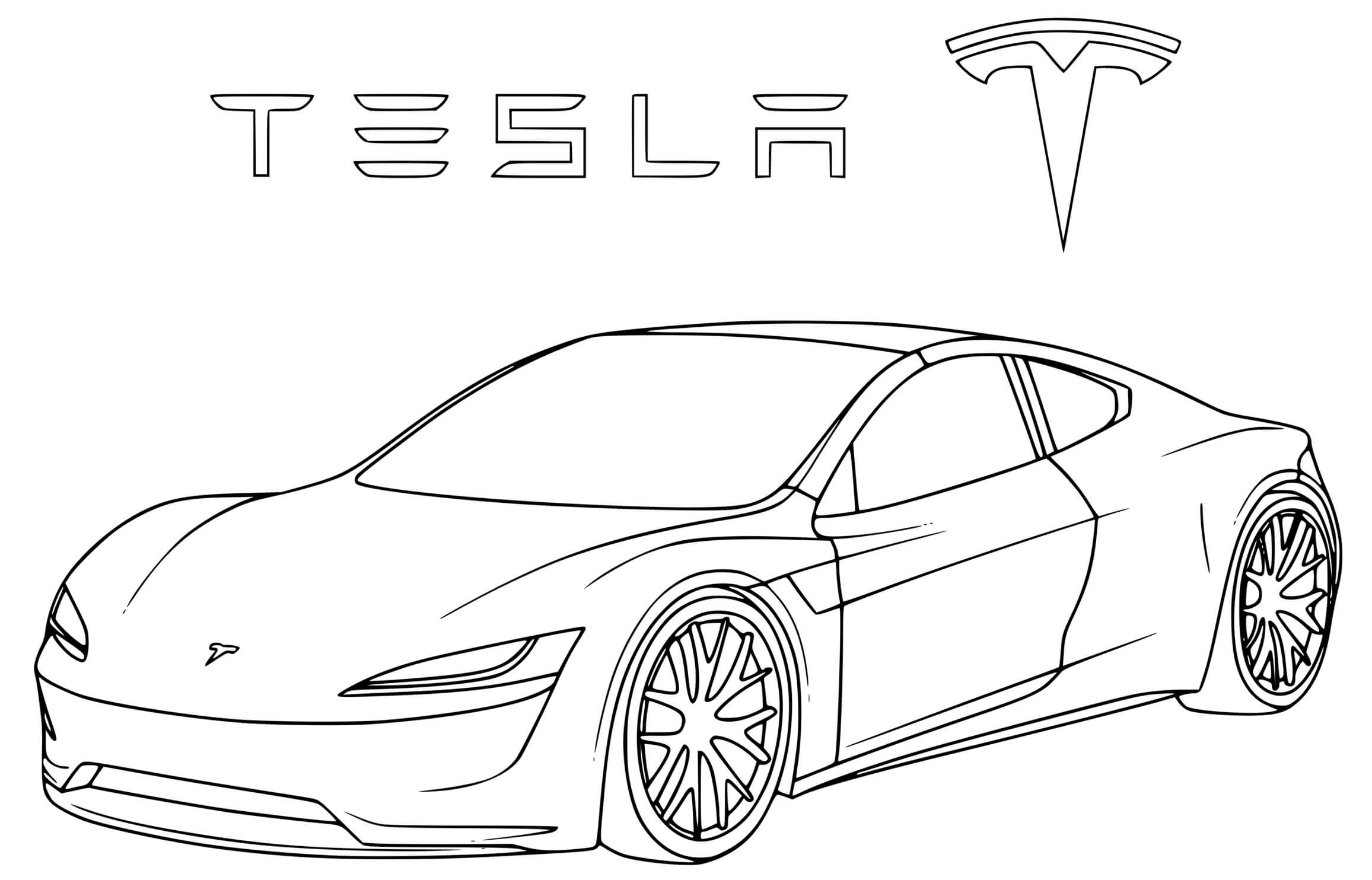 Coloriage Roadster 2 Tesla - Voiture à imprimer