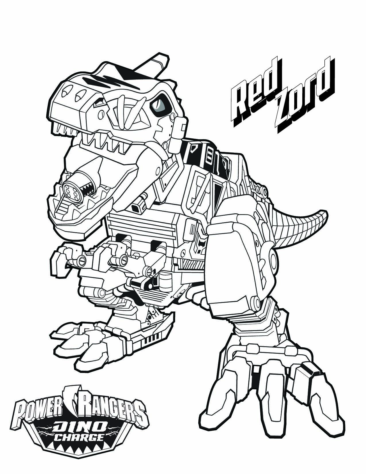 Coloriage Robot Dinosaure Red Zord De Power Rangers Dino Charge - Robot à imprimer