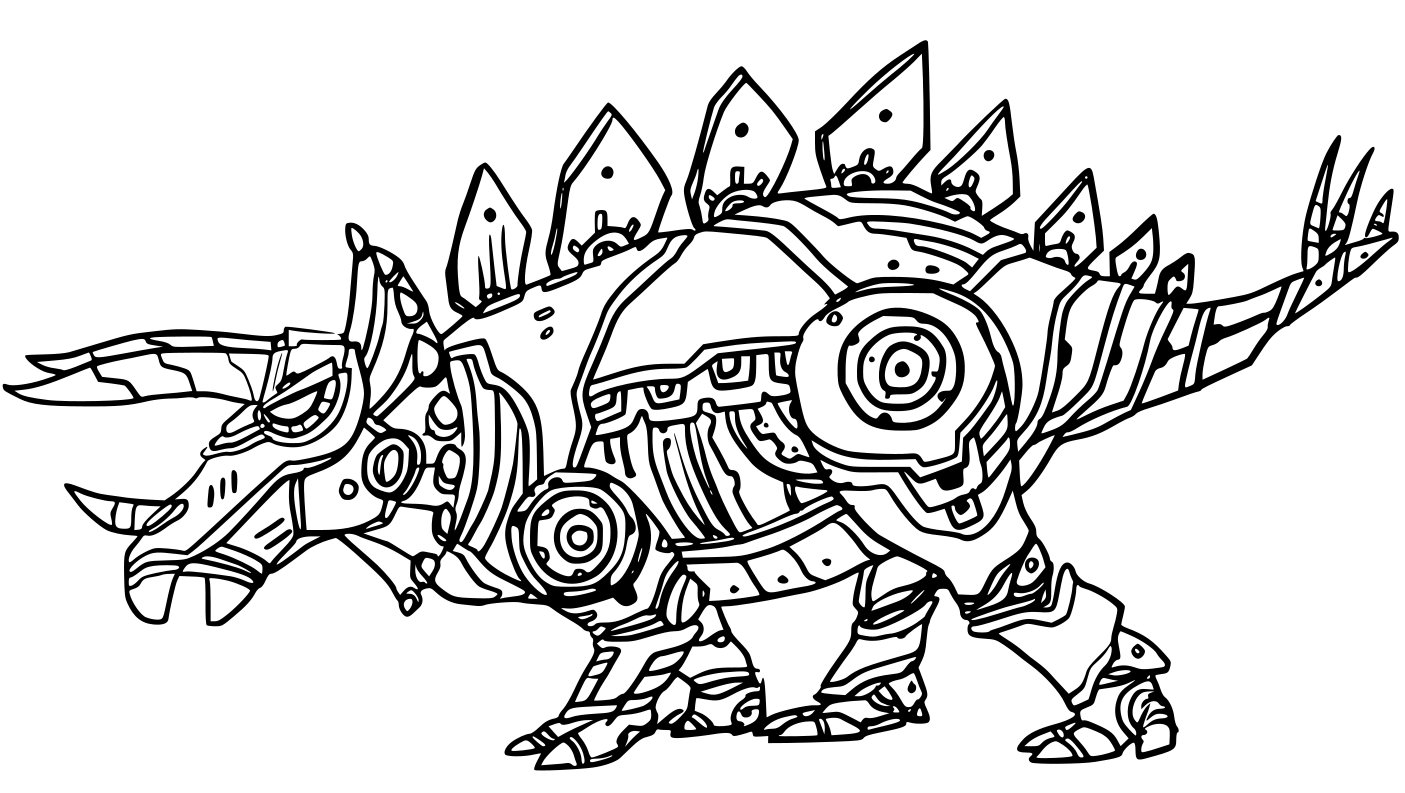 Coloriage Robot Dinosaure Styracosaure - Robot à imprimer