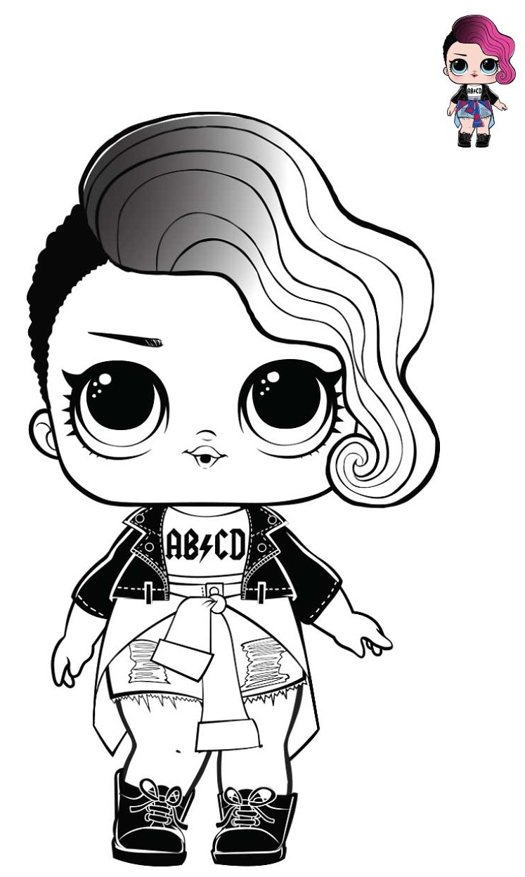 Coloriage LOL Surprise Rocker Glee Club Paillettes - Poupée LOL Surprise Hair Goals à imprimer