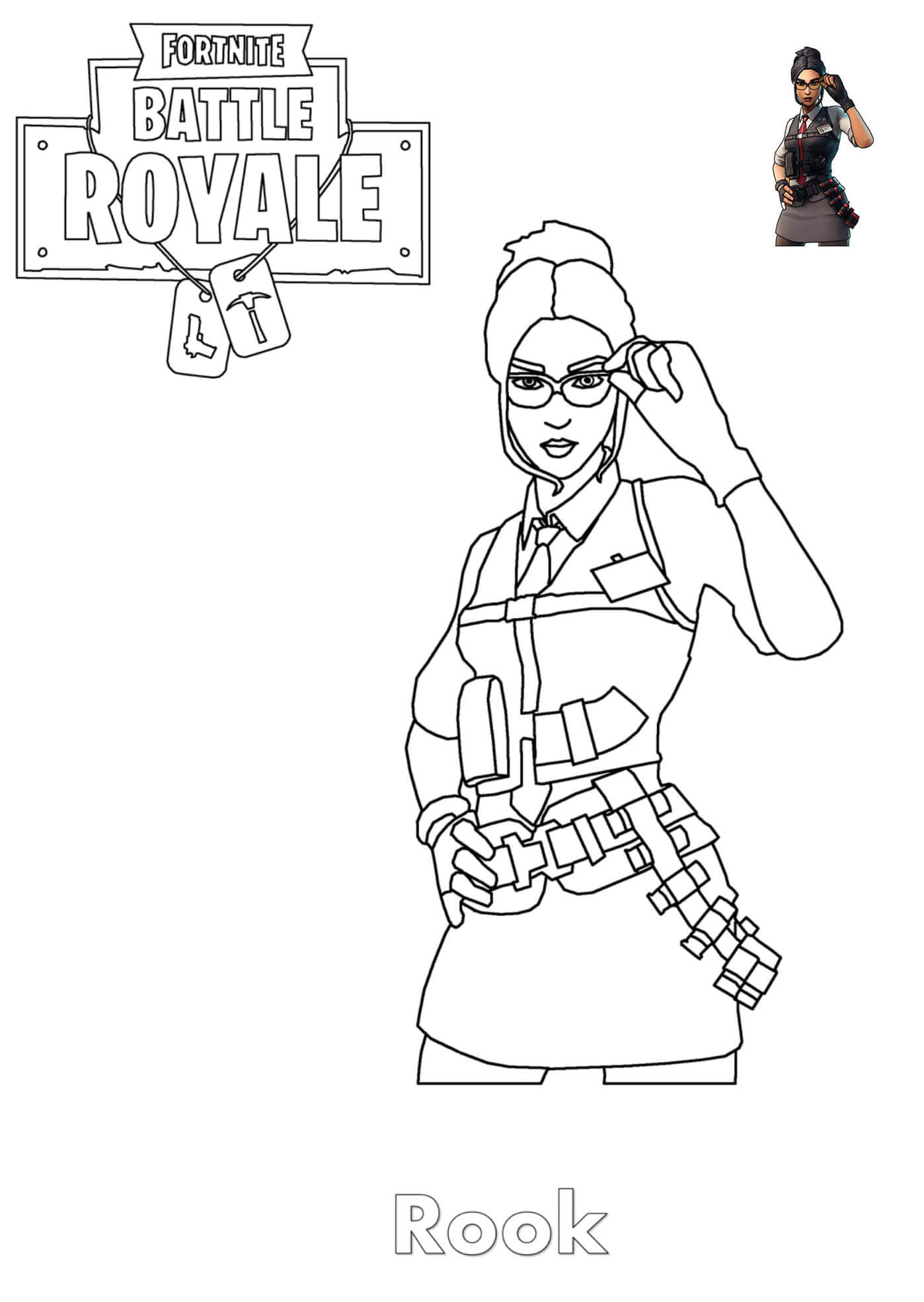 Coloriage Rook Fortnite Girl - Fortnite à imprimer