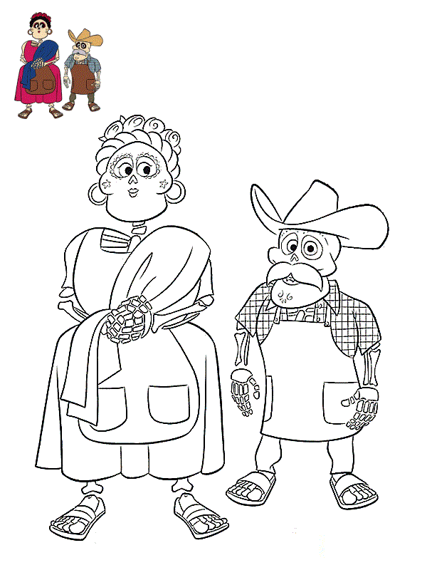 Coloriage Rosita Rivera Arriere Grande Tante De Miguel Rivera Et La Sœur De Papa Julio Rivera - Coco Disney à imprimer