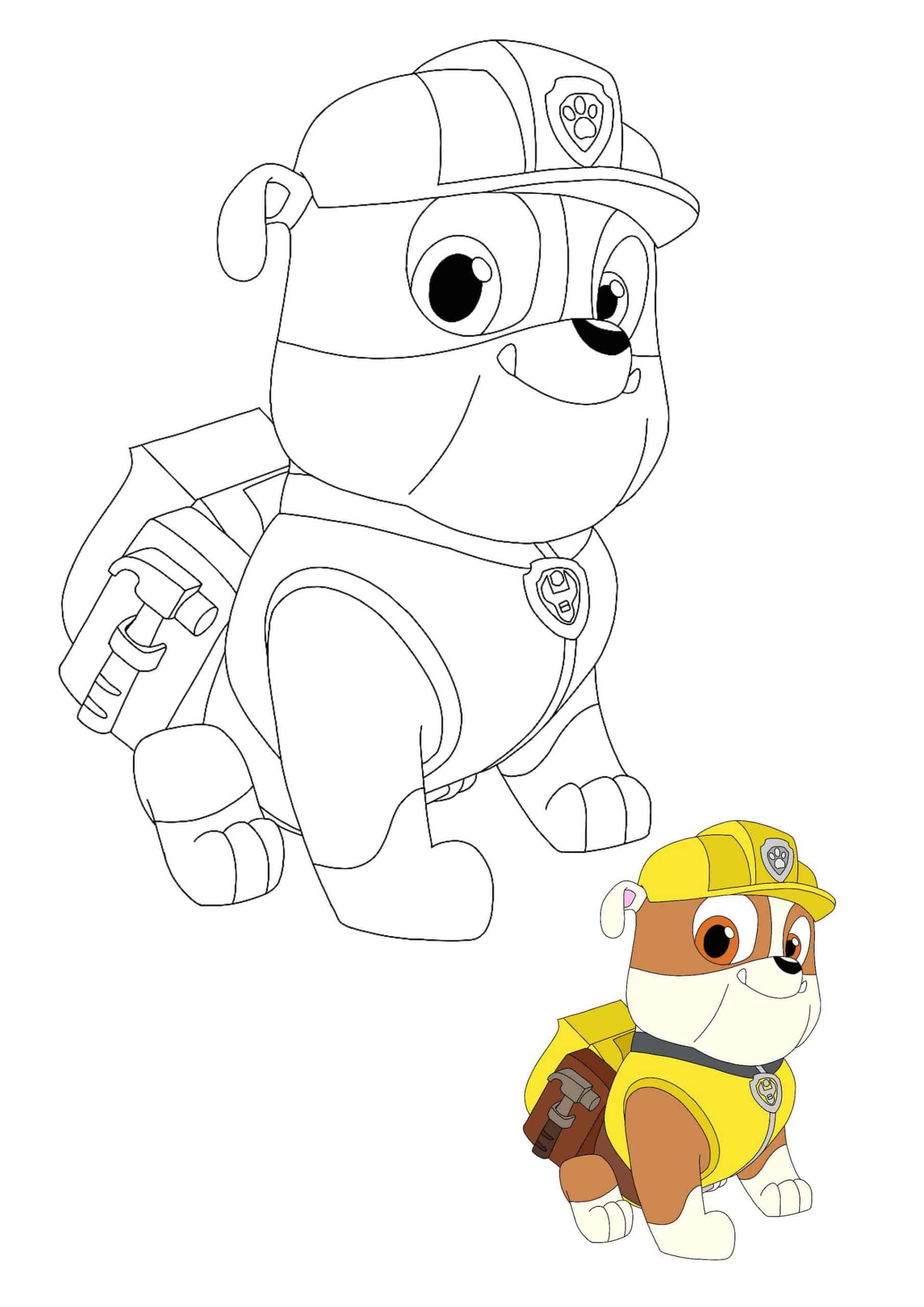 Coloriage Ruben Bulldog Anglais Aime La Construction - Pat patrouille à imprimer
